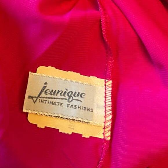 NWT Vintage Long Sleeve Fuchsia and Cream Trim Sleepwear Nightgown Size Medium - Picture 7 of 9